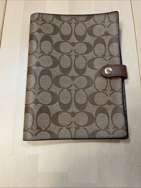 Coach Printed Coated Canvas & Vachetta Leather Print Brown & Tan Journal Cover